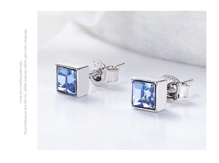 Cdyle Official Store Jewelry Sterling Silver Swarovski Crystal Studs - 14 Colors