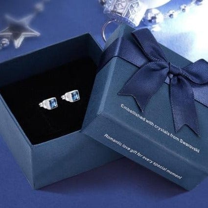 Cdyle Official Store Jewelry Blue in box Sterling Silver Swarovski Crystal Studs - 14 Colors