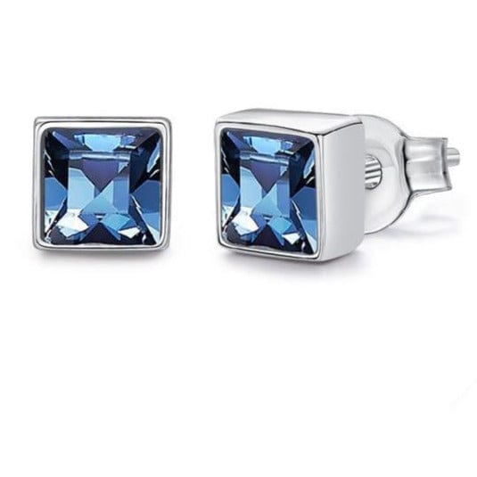 Cdyle Official Store Jewelry Blue Sterling Silver Swarovski Crystal Studs - 14 Colors