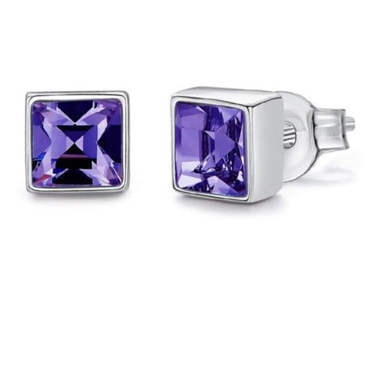 Cdyle Official Store Jewelry Tanzanite Sterling Silver Swarovski Crystal Studs - 14 Colors