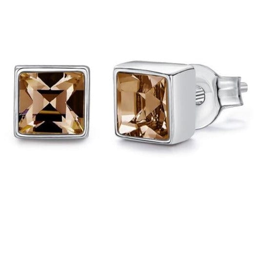 Cdyle Official Store Jewelry Caramel Sterling Silver Swarovski Crystal Studs - 14 Colors