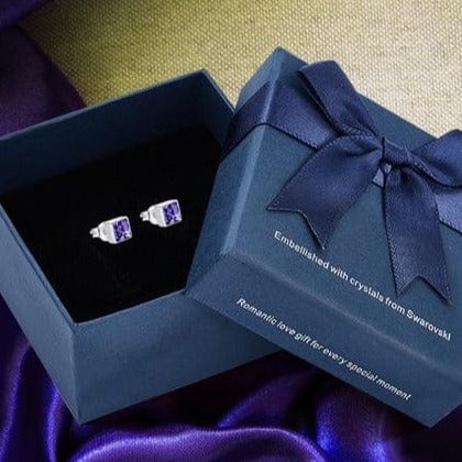 Cdyle Official Store Jewelry Tanzanite in box Sterling Silver Swarovski Crystal Studs - 14 Colors