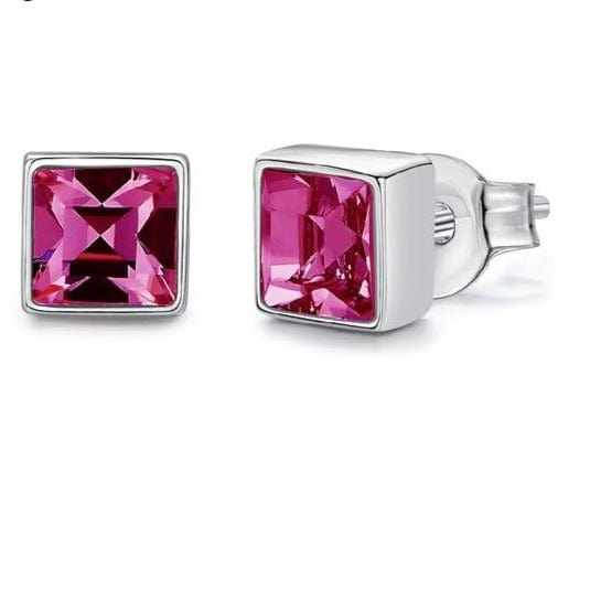 Cdyle Official Store Jewelry Fuchsia Sterling Silver Swarovski Crystal Studs - 14 Colors