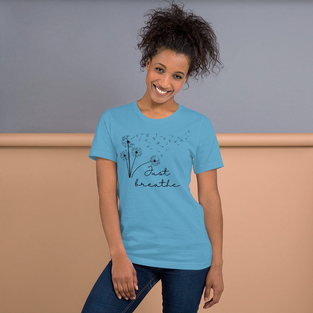 Spruced Roost Ocean Blue / S Just Breathe Crew Neck Tshirt - S-3XL