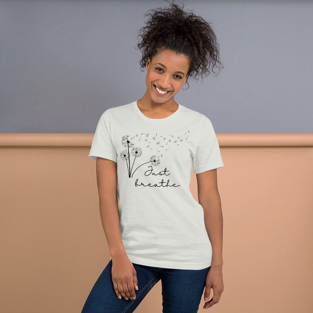 Spruced Roost Silver / S Just Breathe Crew Neck Tshirt - S-3XL