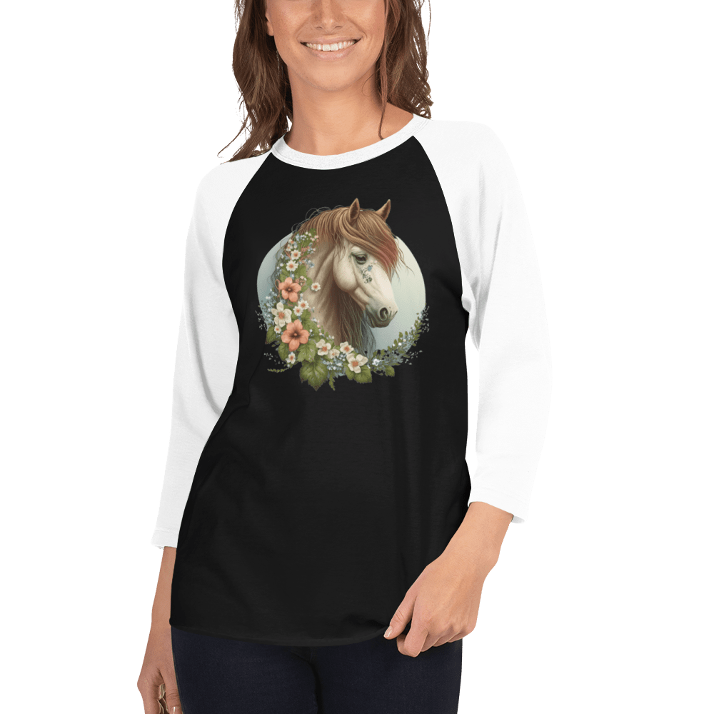 Spruced Roost Black/White / XS Lady Luck 3/4 sleeve raglan shirt - XS-3XL- 5 Colors