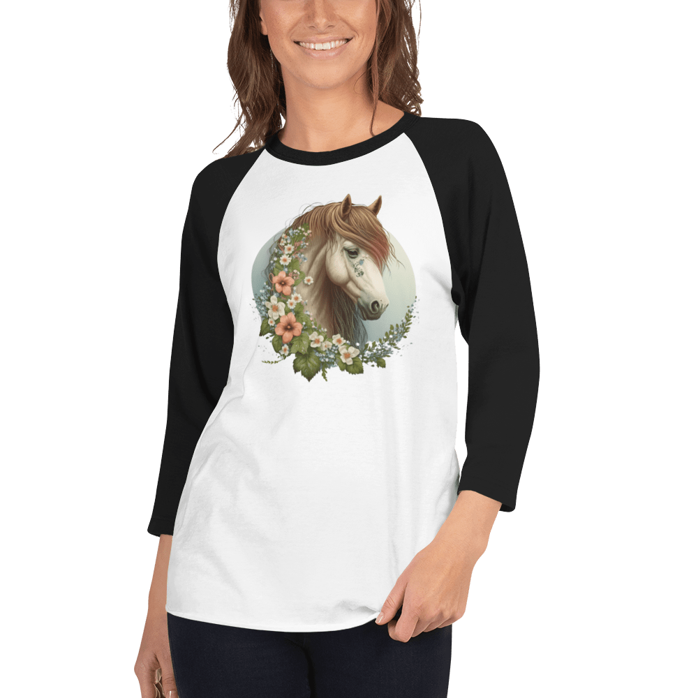 Spruced Roost White/Black / XS Lady Luck 3/4 sleeve raglan shirt - XS-3XL- 5 Colors
