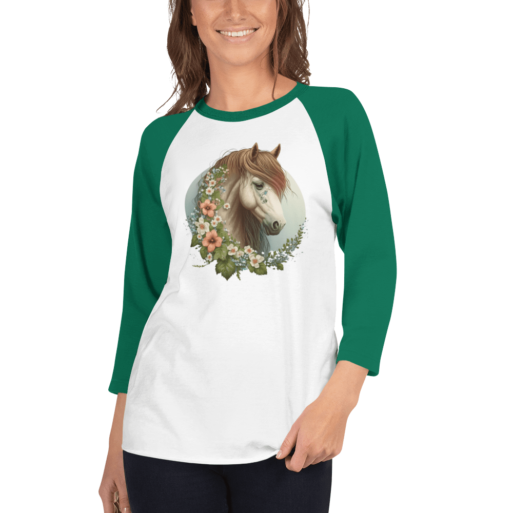 Spruced Roost White/Kelly / XS Lady Luck 3/4 sleeve raglan shirt - XS-3XL- 5 Colors