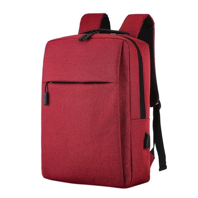 Spruced Roost Laptop Backpack Wine Red 14 inch Laptop Storage Backpack with Headphone Plug