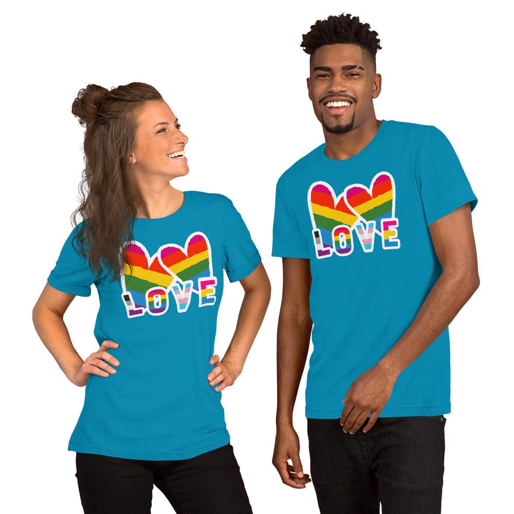 Spruced Roost Aqua / S LOVE RAINBOW Unisex t-shirt