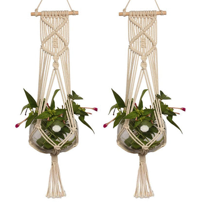 Spruced Roost Macrame Rope Hanging Basket for Plant