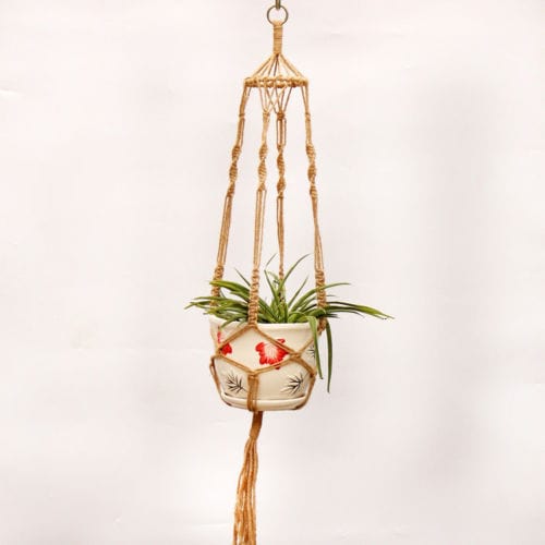 Spruced Roost 4 Macrame Rope Hanging Basket for Plant