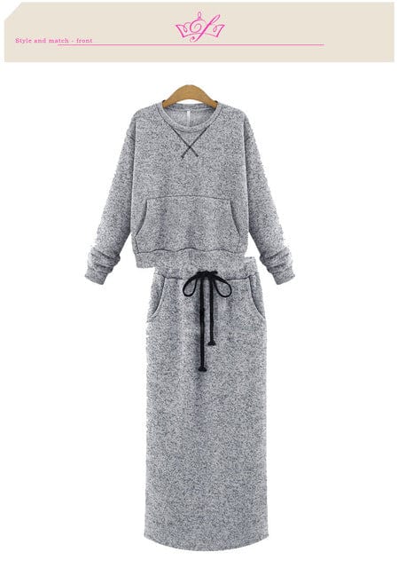 Spruced Roost Gray / S / United States Maximo Hoodie Top and Skirt  2pc - S-XL- 2 Colors