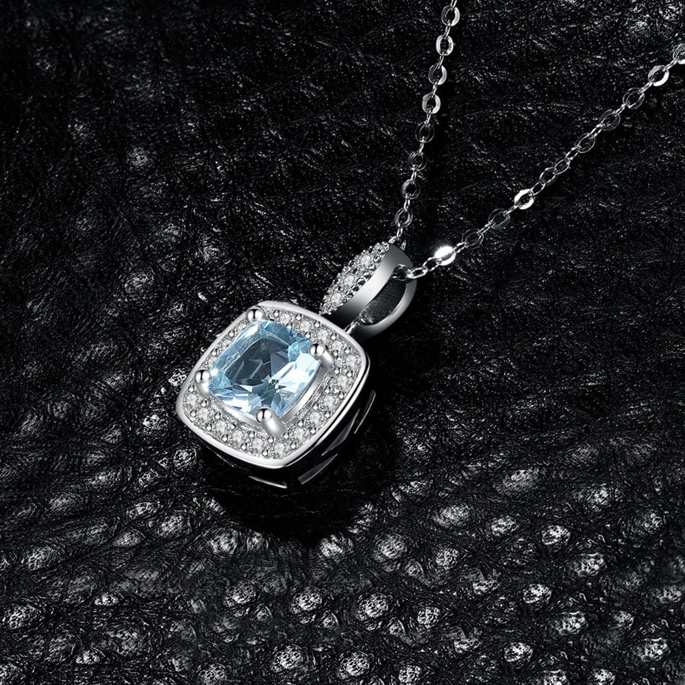 Spruced Roost Necklace Highclere Cushion Cut Sterling Silver Blue Topaz Necklace