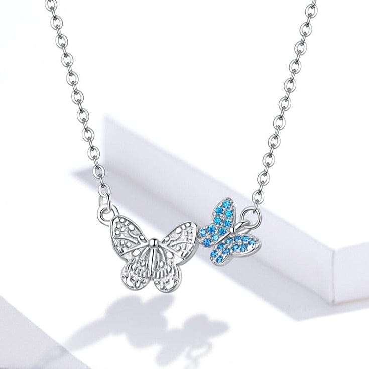 Spruced Roost Necklaces 925 Sterling Flying Duo Butterflies 18" Necklace
