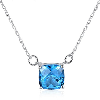 Spruced Roost Necklaces 925 Sterling Silver Natural Blue Topaz Gemstone Necklace