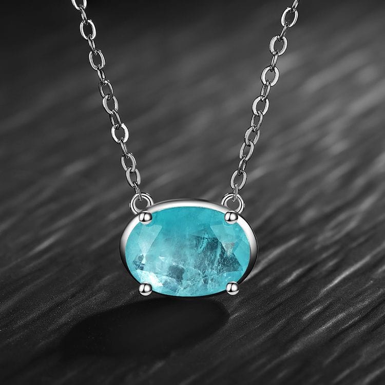 Spruced Roost Necklaces 925 Sterling Silver Oval Paraiba Tourmaline Necklace