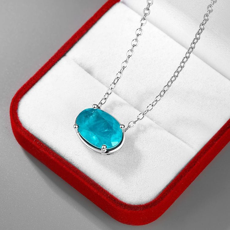 Spruced Roost Necklaces 925 Sterling Silver Oval Paraiba Tourmaline Necklace