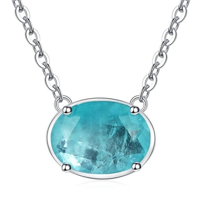 Spruced Roost Necklaces 925 Sterling Silver Oval Paraiba Tourmaline Necklace