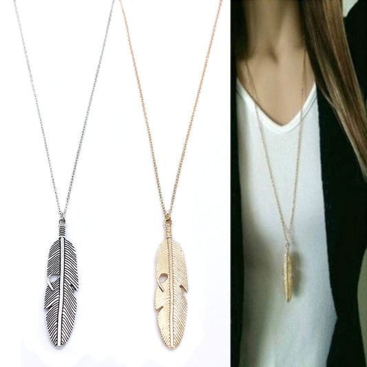 Spruced Roost Necklaces Feather Pendant Necklace - Gold or Silver