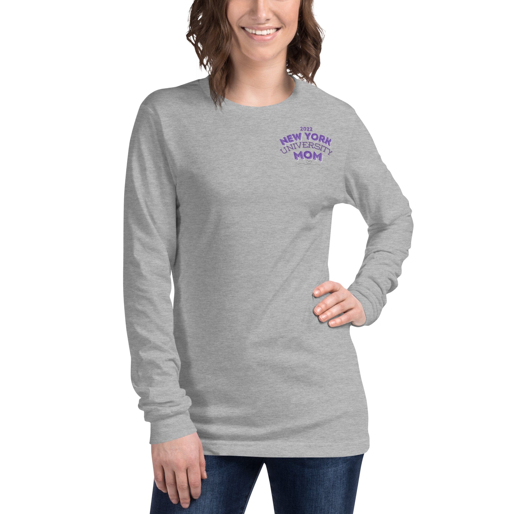Spruced Roost Athletic Heather / XS New York University Mom Long Sleeve Tee