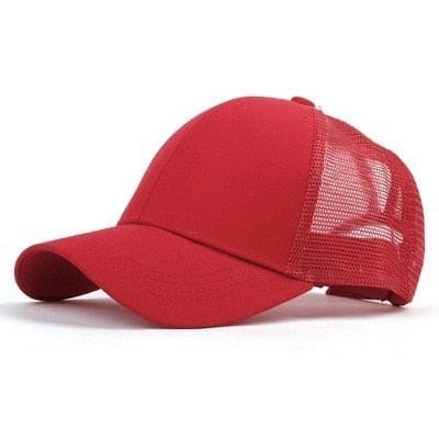 Spruced Roost red mesh / Adjustable Ponytail Baseball Caps - CC Brand - 29 Colors / 3 Styles