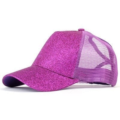 Spruced Roost purple Sequins / Adjustable Ponytail Baseball Caps - CC Brand - 29 Colors / 3 Styles