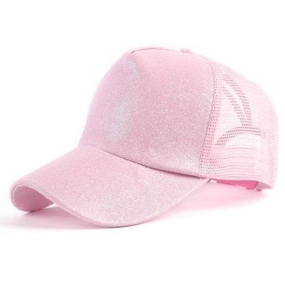 Spruced Roost pink Sequins / Adjustable Ponytail Baseball Caps - CC Brand - 29 Colors / 3 Styles