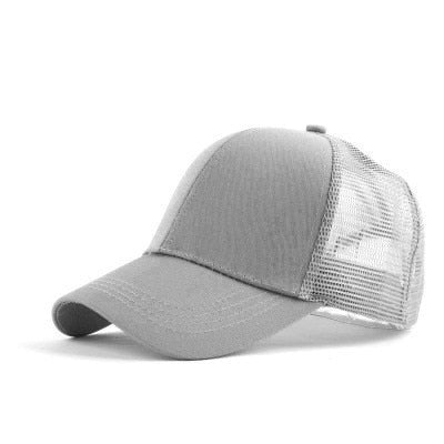 Spruced Roost grey mesh / Adjustable Ponytail Baseball Caps - CC Brand - 29 Colors / 3 Styles