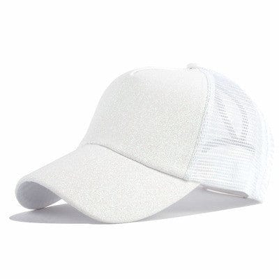 Spruced Roost white Sequins / Adjustable Ponytail Baseball Caps - CC Brand - 29 Colors / 3 Styles