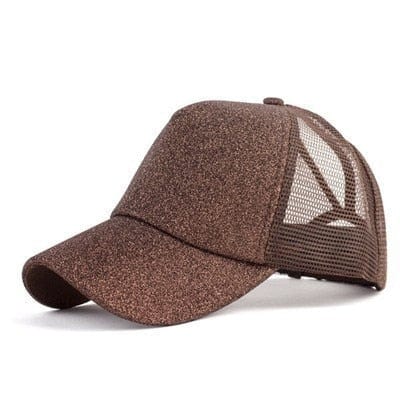 Spruced Roost coffee Sequins / Adjustable Ponytail Baseball Caps - CC Brand - 29 Colors / 3 Styles