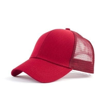 Spruced Roost red 2 mesh / Adjustable Ponytail Baseball Caps - CC Brand - 29 Colors / 3 Styles