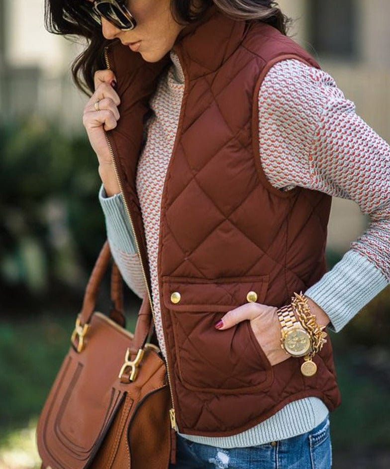 Spruced Roost Brown / L Quilted Winter Jacket Vest - S-XL - 4 Colors