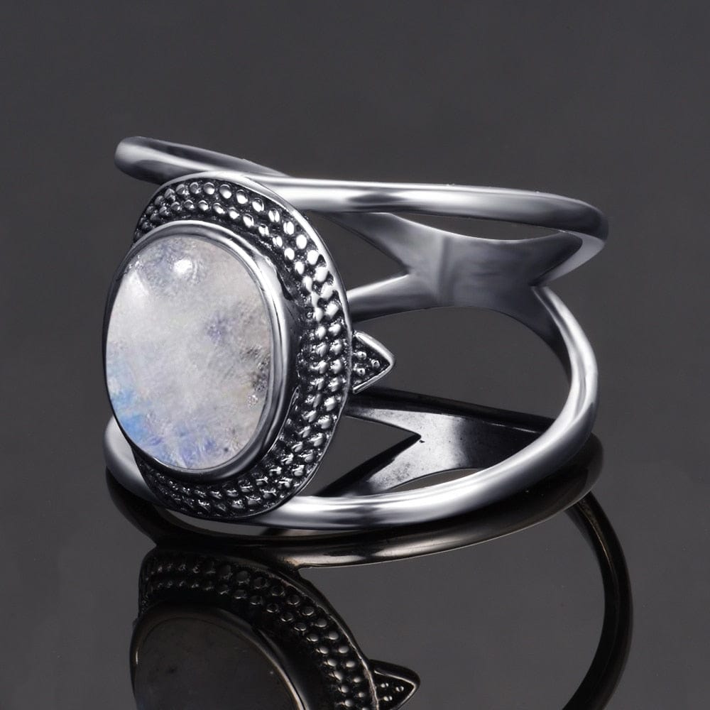 A FCGJHWJEWELRY Store Rings Newest  Luxury Natural Rainbow Moonstone Rings For Men  Women  Solid 925 Silver Gemstone Jewelry Size 6-10
