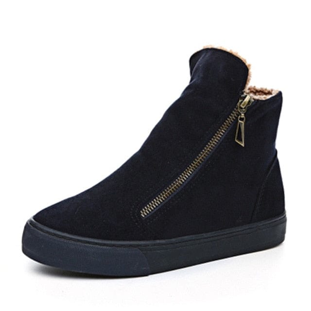Spruced Roost Shoes Navy Blue / 4.5 Flock Zipper Snow Boot Sneaker - 4 Colors