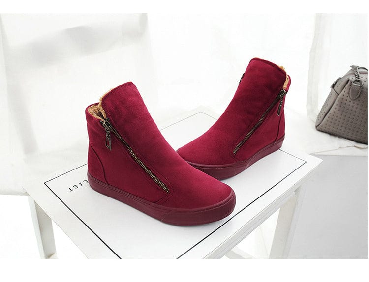 Spruced Roost Shoes Flock Zipper Snow Boot Sneaker - 4 Colors