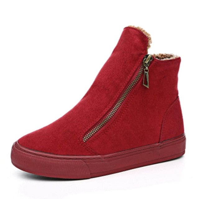 Spruced Roost Shoes Red / 4.5 Flock Zipper Snow Boot Sneaker - 4 Colors
