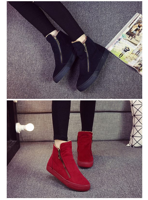 Spruced Roost Shoes Flock Zipper Snow Boot Sneaker - 4 Colors