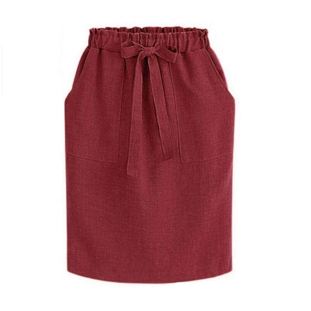 Spruced Roost Skirt wine / S Elegant Everyday Midi Bow Skirt - S-XL - 6 Colors