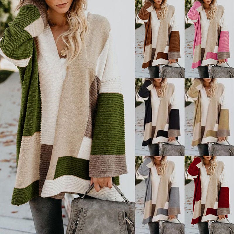 Spruced Roost Sweater Geometric Loose Cardigan Long Sweater - S-XL