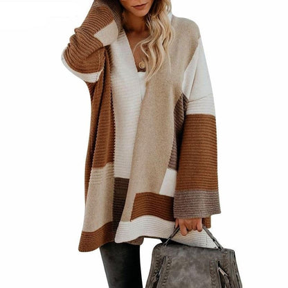 Spruced Roost Sweater Geometric Loose Cardigan Long Sweater - S-XL