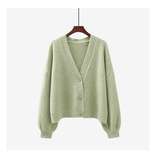 Spruced Roost Sweaters One Size / LM19313-B Green Softest Sleeved Loose Knit Cardigan Sweater - S-3XL - 4 Colors