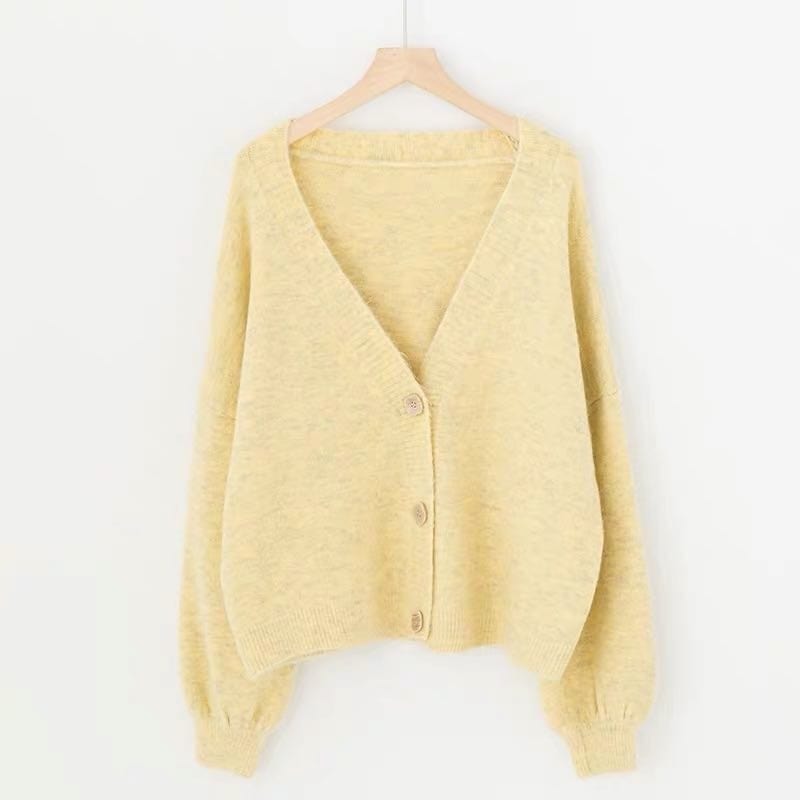 Spruced Roost Sweaters One Size / LM19313-B  Yellow Softest Sleeved Loose Knit Cardigan Sweater - S-3XL - 4 Colors