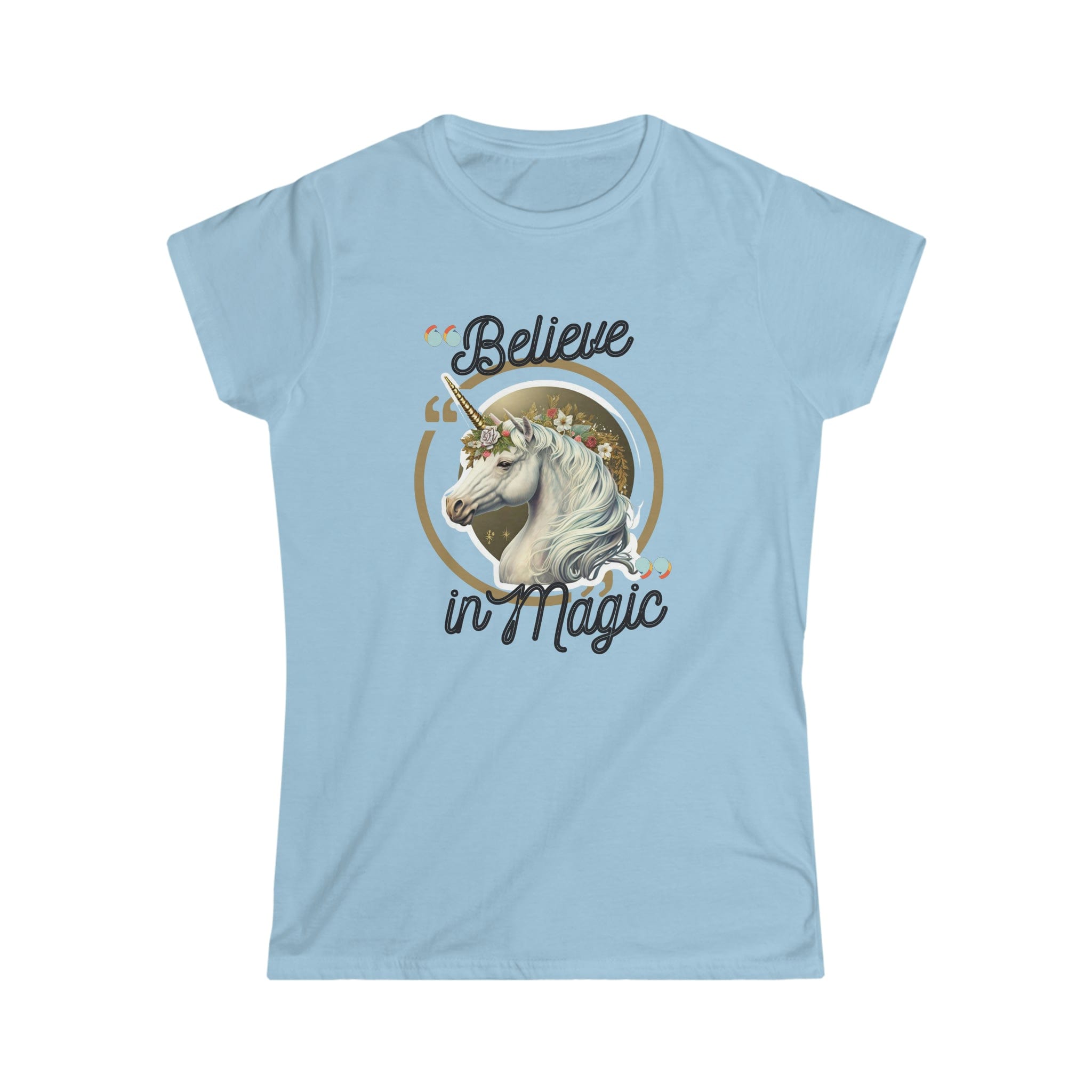 Printify T-Shirt Light Blue / S Believe in Magic Women's Softstyle Tee - S-2XL