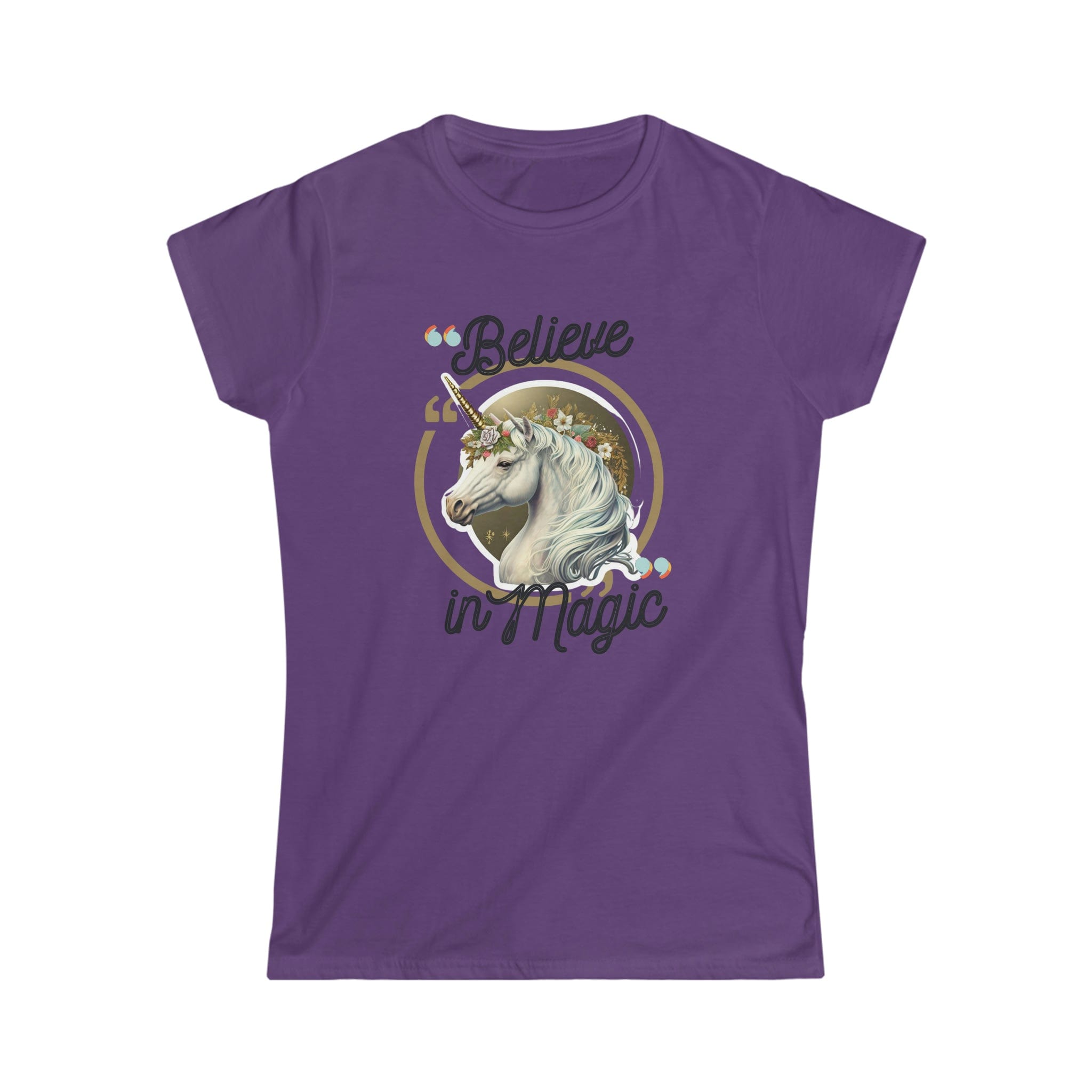 Printify T-Shirt Purple / S Believe in Magic Women's Softstyle Tee - S-2XL