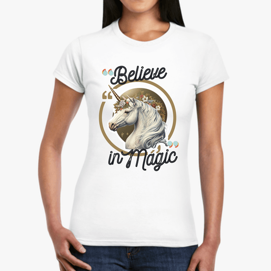 Printify T-Shirt Believe in Magic Women's Softstyle Tee - S-2XL