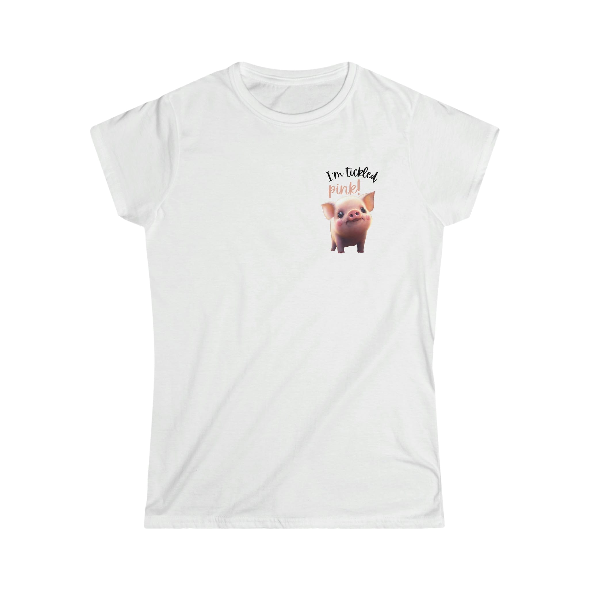 Printify T-Shirt White / S Pink Pig Women's Softstyle Tee - S-2XL