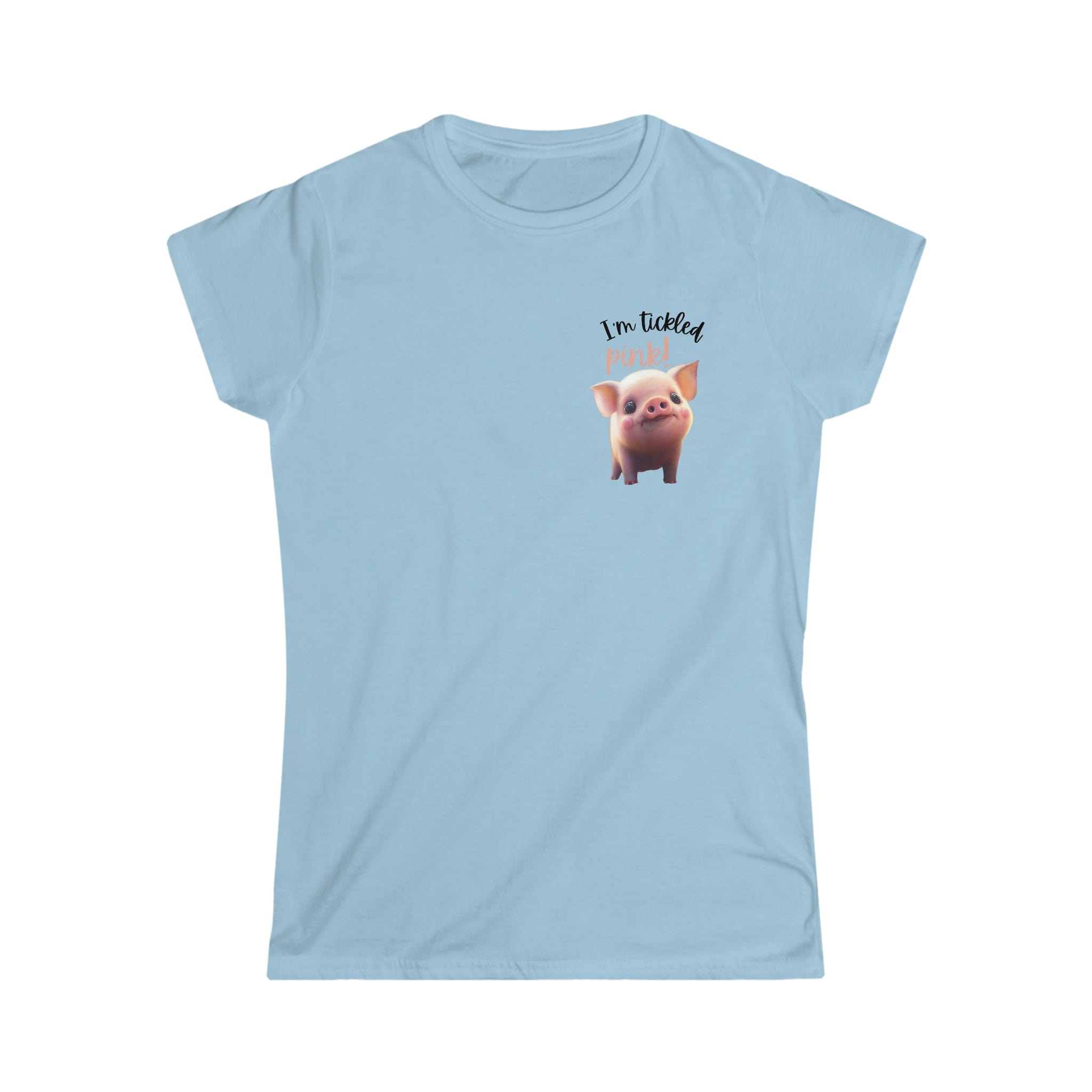 Printify T-Shirt Light Blue / S Pink Pig Women's Softstyle Tee - S-2XL