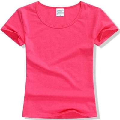 Spruced Roost T-Shirts Rose red / S Lovely Solid Layering Cotton Short Sleeve T-Shirt S-2XL - 15 Colors