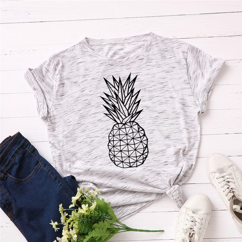 Spruced Roost T-Shirts Pineapple Print O Neck T-Shirt - S-5XL - 11 Colors